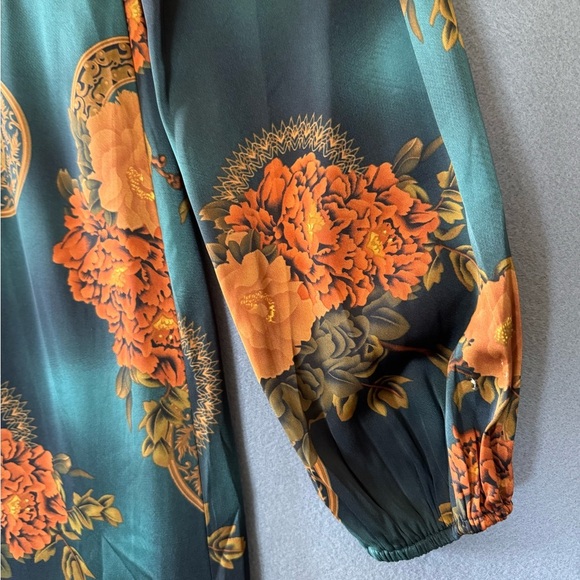 Gizelle Teal Printed Floral Maxi Dress green brown - Picture 14 of 16